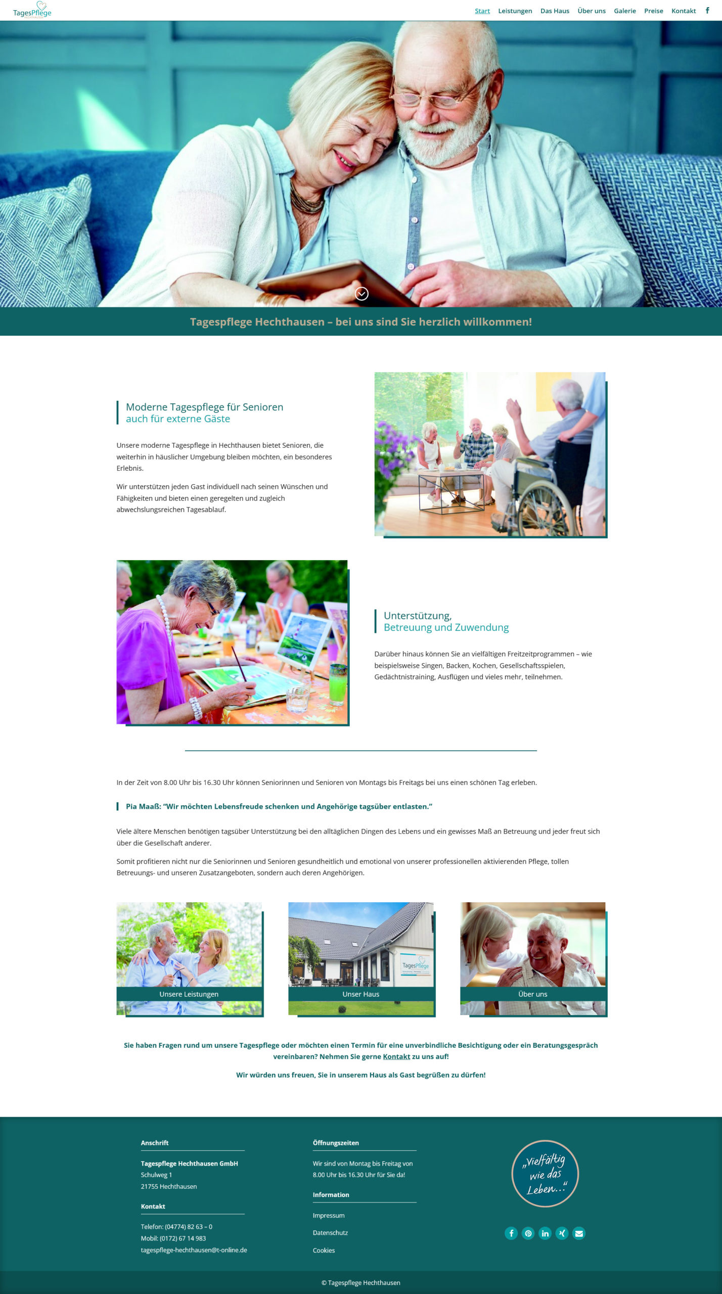 Website erstellt fuer die Tagespflege Hechthausen für Senioren - tagespflege-hechthausen.de